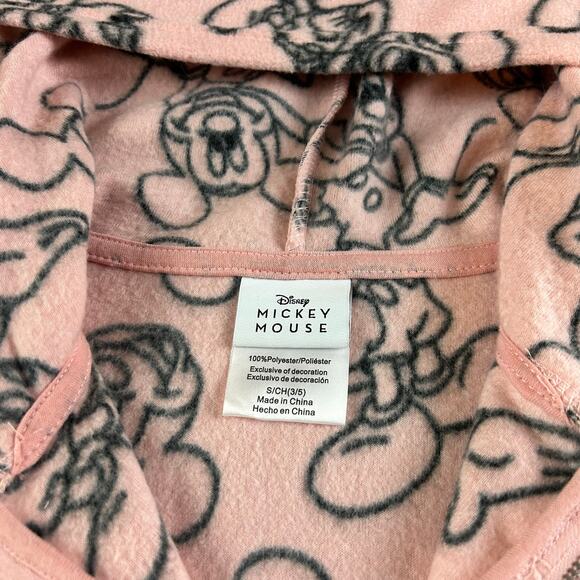Disney Mickey Mouse Hoodie Women Size Small Pink Blush Cozy 1/4 Zip Fleece Top - Picture 9 of 12